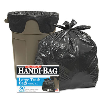 Handi-Bag® Super Value Pack, 30 Gal, 0.65 Mil, 30" X 33", Black, 60-box freeshipping - TVN Wholesale